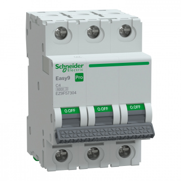 EZ9F57304 Otomatik Sigorta, Easy9 Pro, 6kA, C-Eğrisi, 3-Kutup, 4A