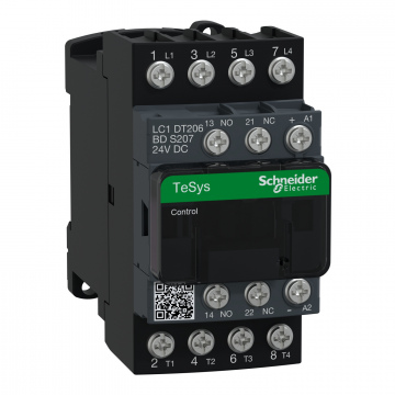 LC1DT206BDS207 TeSys Deca Kontaktör S207,4P(4NO),AC-1 20A <=440V, 24V DC Bobinli
