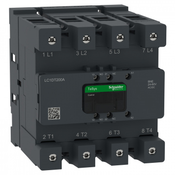 LC1DT200ABNE Kontaktör, Tesys Deca Advanced, 4P(4NO), AC-1, <=440V, 200A, 24-60V AC/DC bobin, konektör