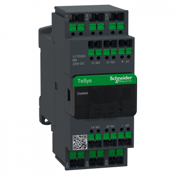 LC1D32AMD Kontaktör, TeSys Deca, 3P(3NA), AC-3/3e, <=440V, 32A, 220V AC 50/60Hz bobin, snap-in terminaller