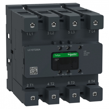 LC1DT200ALSE Kontaktör, Tesys Deca Advanced, 4P(4NO), AC-1, <=440V, 200A, 200-500V AC/DC bobin, konektör