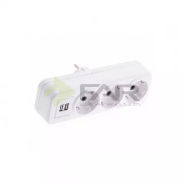 FAR 2 USB'Li 3'Lü Fiş Priz Golyat