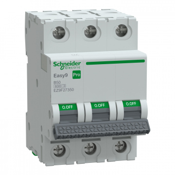 EZ9F27350 Otomatik Sigorta, Easy9 Pro, 6kA, B-Eğrisi, 3-Kutup, 50A.