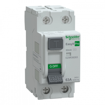 EZ9R39263 Kaçak Akım Koruma Rölesi, Easy9 Pro, AC Tipi, 30mA, 2-Kutup, 63A.