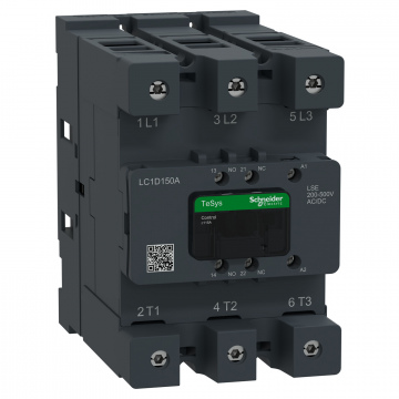 LC1D150ALSE Kontaktör, TeSys Deca Advanced, 3P(3NO), AC-3/AC-3e, <=440V, 150A, 200-500V AC/DC bobin, konektör