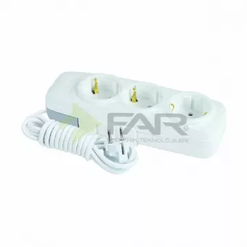 FAR 3'Lü Grup Priz 2 Metre Kablolu