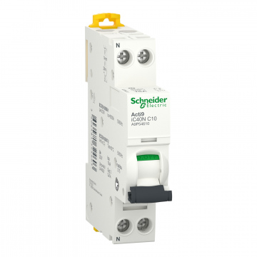A9P54610 Minyatür devre kesici (MDK), Acti9 iC40N, 1P+N, 10A, C eğrisi, 6000A (IEC/EN 60898-1), 10kA (IEC/EN 60947-2)