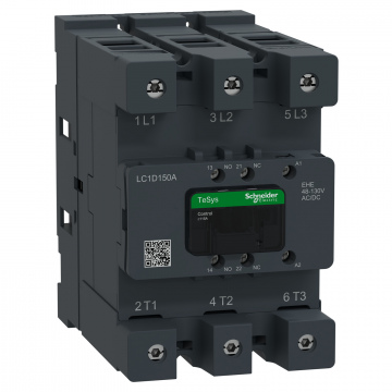 LC1D150AEHE Kontaktör, TeSys Deca Advanced, 3P(3NO), AC-3/AC-3e, <=440V, 150A, 48-130V AC/DC bobin, konektör