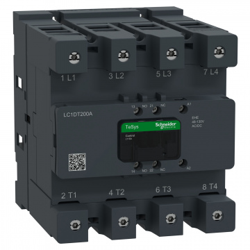 LC1DT200AEHE Kontaktör, Tesys Deca Advanced, 4P(4NO), AC-1, <=440V, 200A, 48-130V AC/DC bobin, konnektör