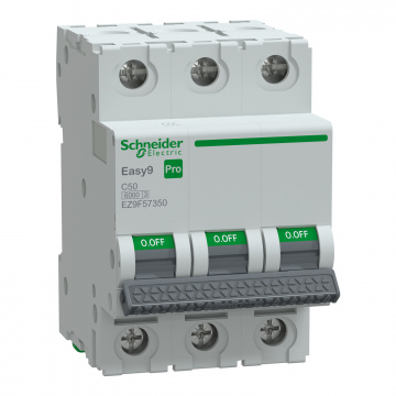 EZ9F57350 Otomatik Sigorta, Easy9 Pro, 6kA, C-Eğrisi, 3-Kutup, 50A.