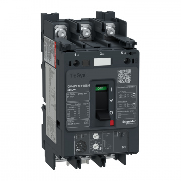 GV4PEM115N6 Motor circuit breaker, TeSys GV4, 3P, 115A, Icu 50kA, thermal magnetic multifunction, lugs terminals