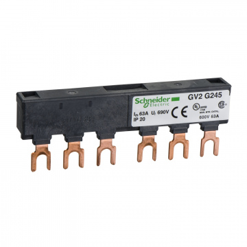 GV2G245 TeSys GV2, TeSys D ve K ve U - Komb Busbar - 63 A - 2 Dağıtım Kutusu - 45 mm Aralık.