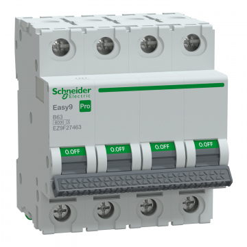 EZ9F27463 Otomatik Sigorta, Easy9 Pro, 6kA, B-Eğrisi, 4-Kutup, 63A.
