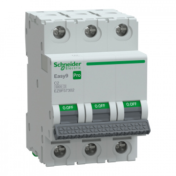 EZ9F57302 Otomatik Sigorta, Easy9 Pro, 6kA, C-Eğrisi, 3-Kutup, 2A