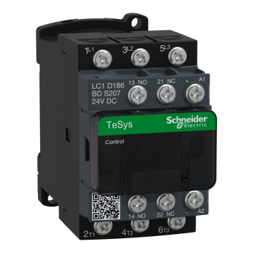 LC1D186BDS207 TeSys Deca Kontaktör S207,3P(3NO),AC-3/AC-3e 18A <=440V, 24V DC Bobinli